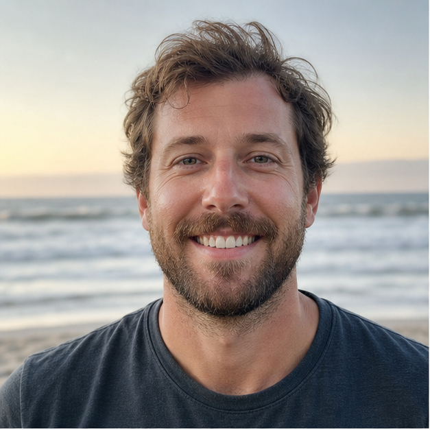 AI-generated realistic representative portrait for Blake review card