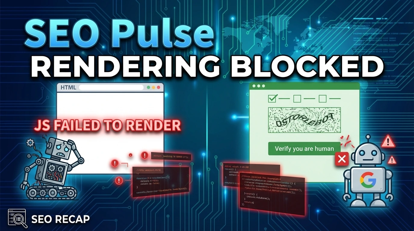 Diagram showing Googlebot being blocked by JavaScript rendering and bot-challenge walls
