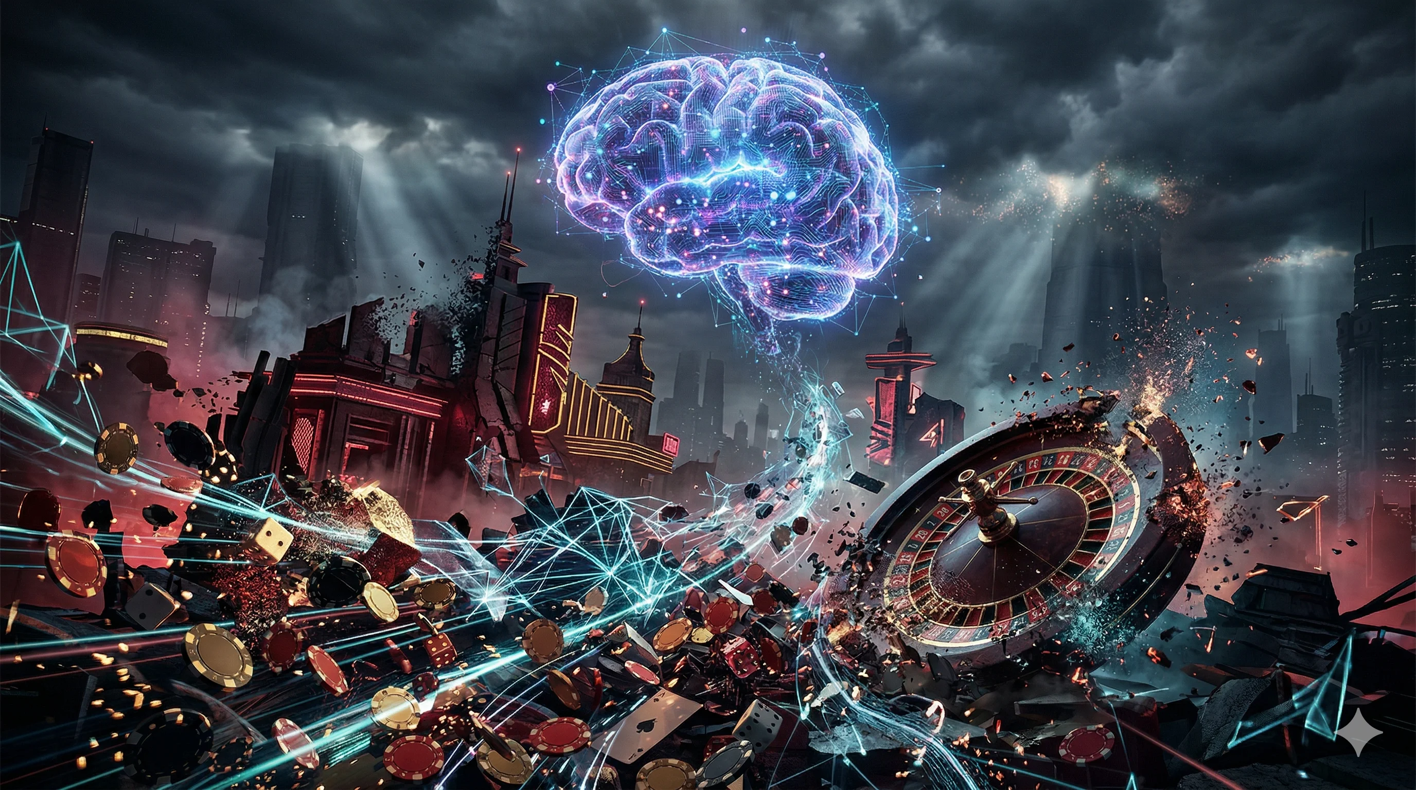 Visual summary infographic covering AI Overviews impact on gambling SEO, CTR data, risks, Google leak insights, and the 1-week action plan