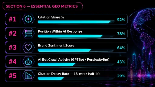 Key GEO and AI search KPI metrics