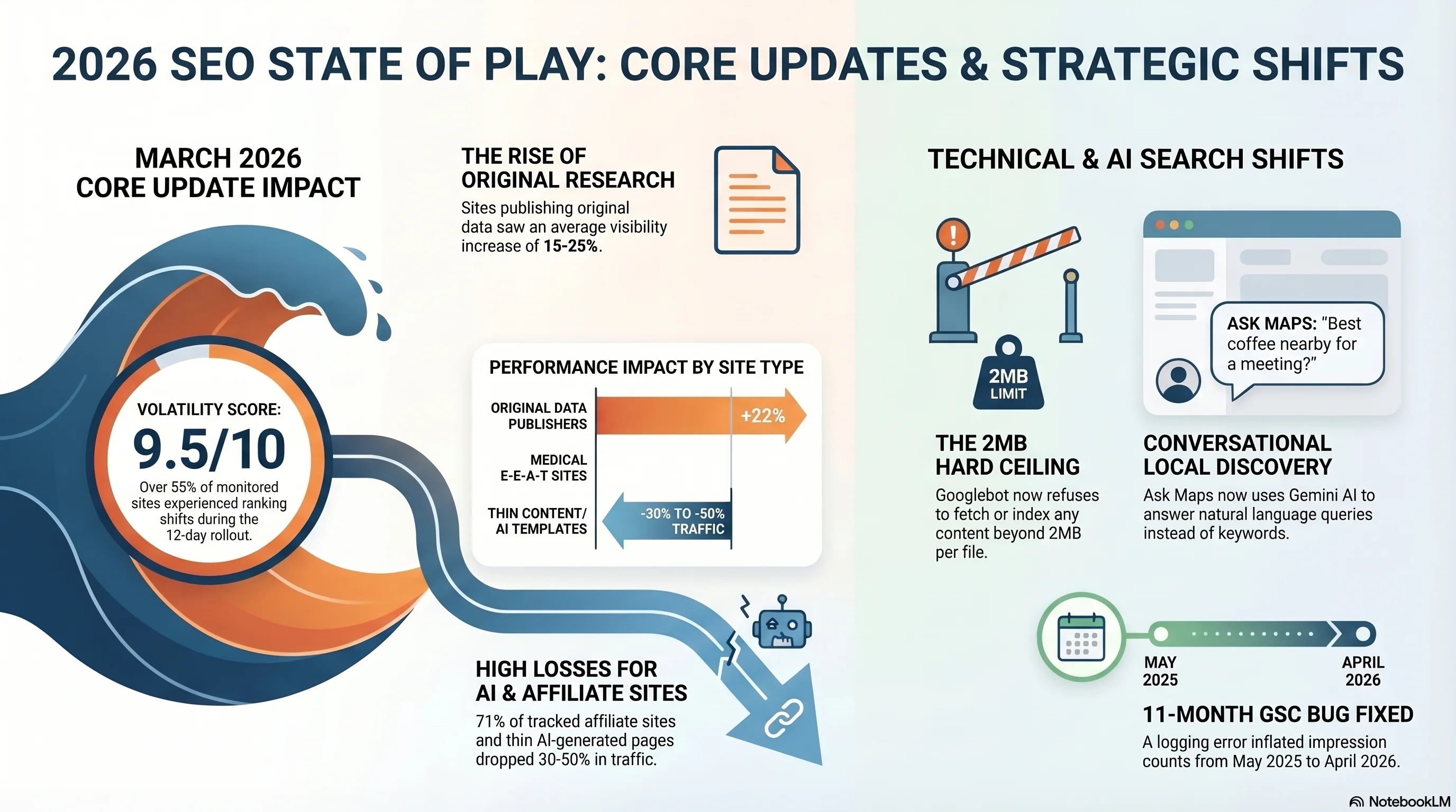 Visual summary of all major SEO topics covered in this analysis for April 14, 2026