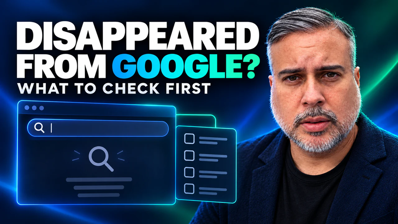 Francisco Leon de Vivero junto a una ilustración de resultados vacíos de Google
