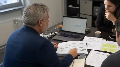Francisco Leon de Vivero reviewing a technical SEO audit with clients